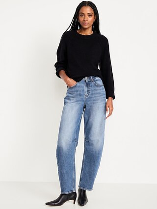 High-Waisted Barrel Full Length Jeans | Old Navy (US)