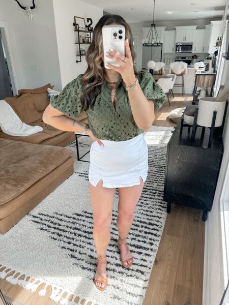 Top — small
Skort — xs

elevated casual outfit | casual outfits | outfit ideas | affordable fashion | elevated casual outfits for women | spring outfits | spring fashion | green eyelet top | eyelet blouse | white denim mini skirt | white denim mini skort | strappy sandals 



#LTKShoeCrush #LTKFindsUnder100 #LTKFindsUnder50