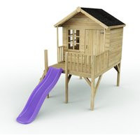 OutdoorToys 5FT x 5FT Kids Wooden Garden Playhouse on Deck + 6ft Slide - Pheasant Purple in Beige | Debenhams UK