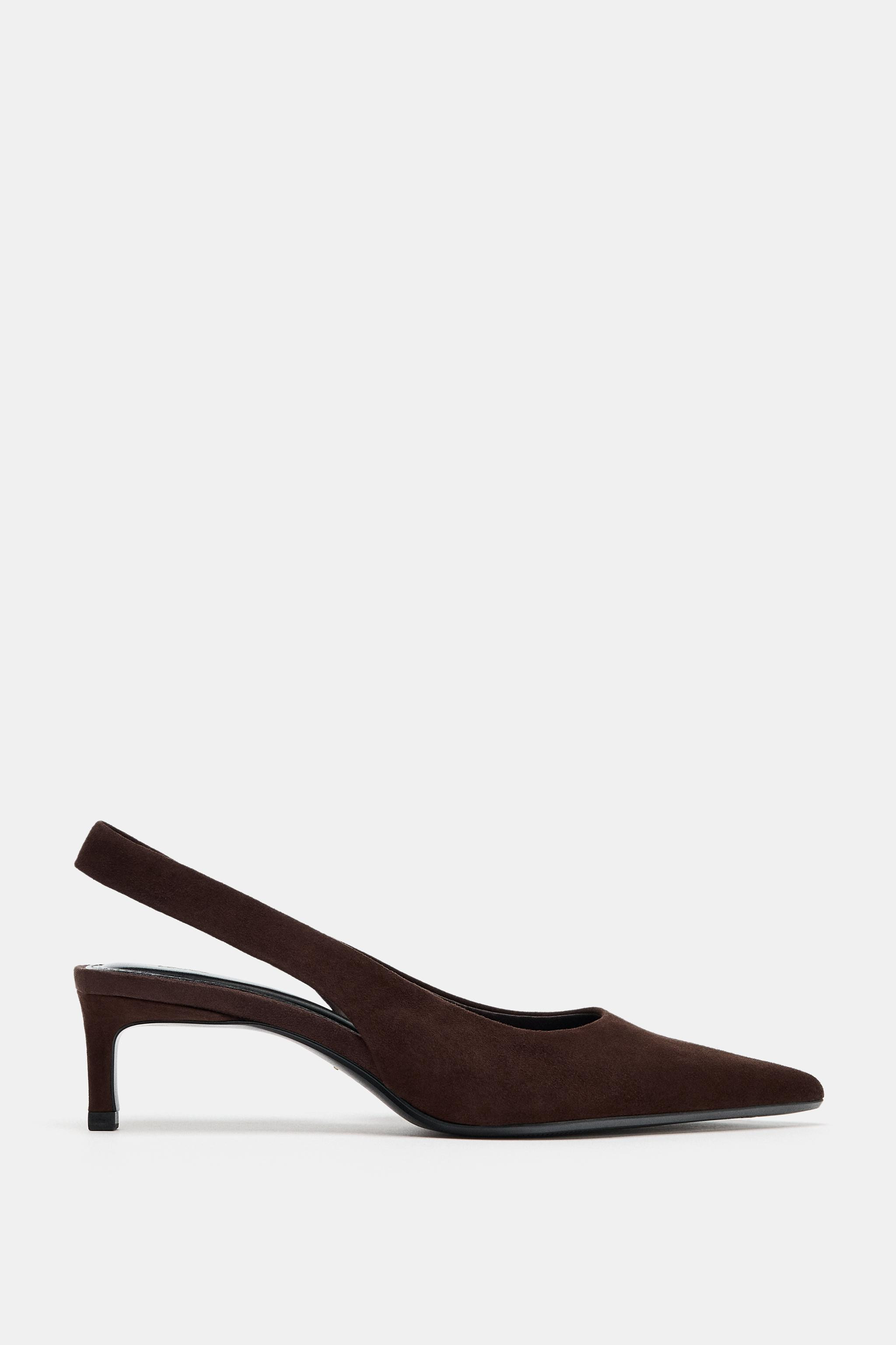 SUEDE KITTEN HEEL SLINGBACK SHOES | Zara AU