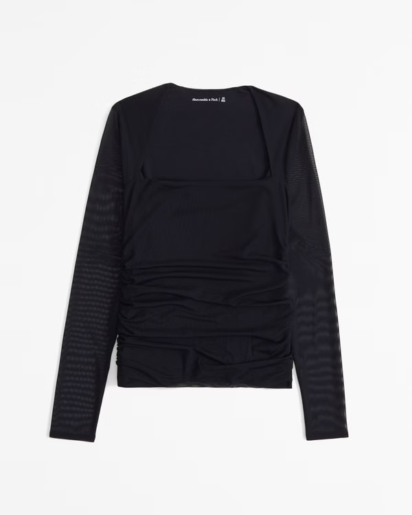 Women's The A&F Ava Long-Sleeve Mesh Top | Women's New Arrivals | Abercrombie.com | Abercrombie & Fitch (US)