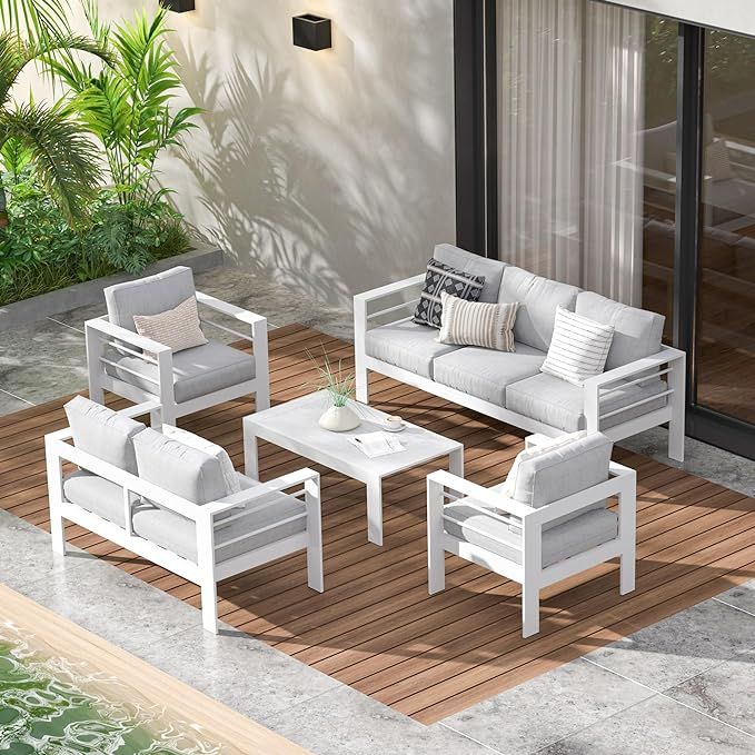 Wisteria Lane Aluminum Outdoor Patio Furniture Set, Modern Patio Conversation Sets, Outdoor Secti... | Amazon (US)