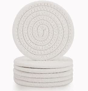 ABenkle 6 Pcs Coasters for Drinks,Super Absorbent Drink Coasters, Stylish Handmade Round Woven Co... | Amazon (US)