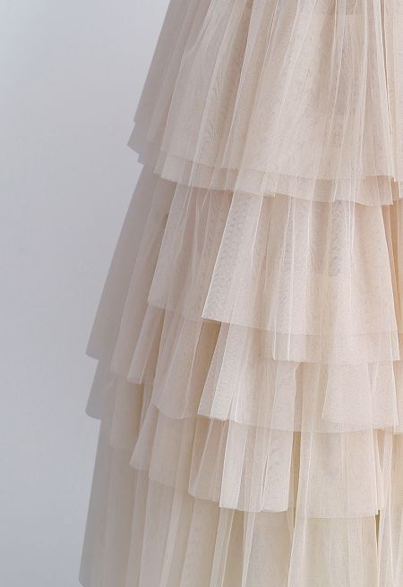 Love Me More Layered Tulle Skirt in Nude Pink | Chicwish
