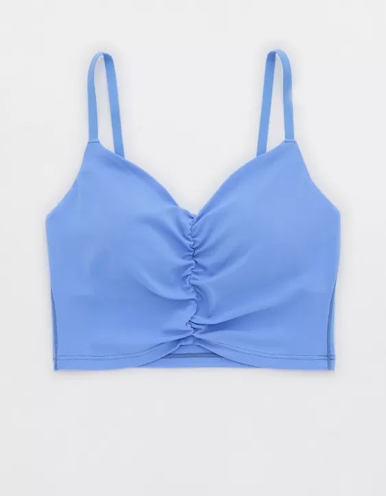 OFFLINE By Aerie Real Me Ruched Longline Sports Bra | American Eagle Outfitters (US & CA)