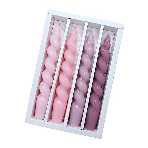 Pink Spiral Taper Candles Stick - Twisted Candles 7.5 inch - Gradient Color Taper Candles Unscented for Home Decor, Relaxation & All Occasions (4 PCS) | Amazon (US)