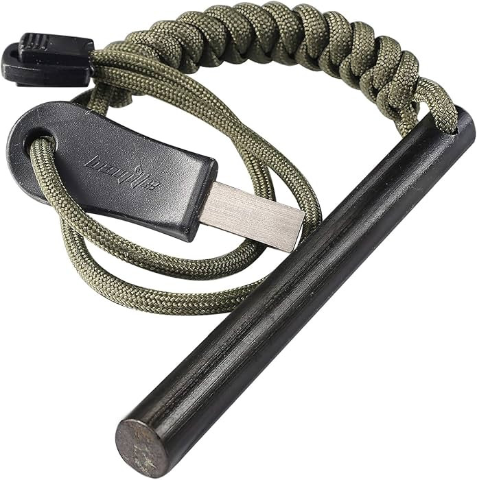 bayite 4 Inch Survival Ferrocerium Drilled Flint Fire Starter, Ferro Rod Kit with Paracord Landya... | Amazon (US)
