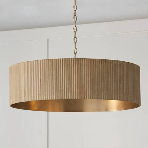 Capital Donovan 30 3/4" Wide Modern Brass Mango Wood Drum Chandelier | Lamps Plus