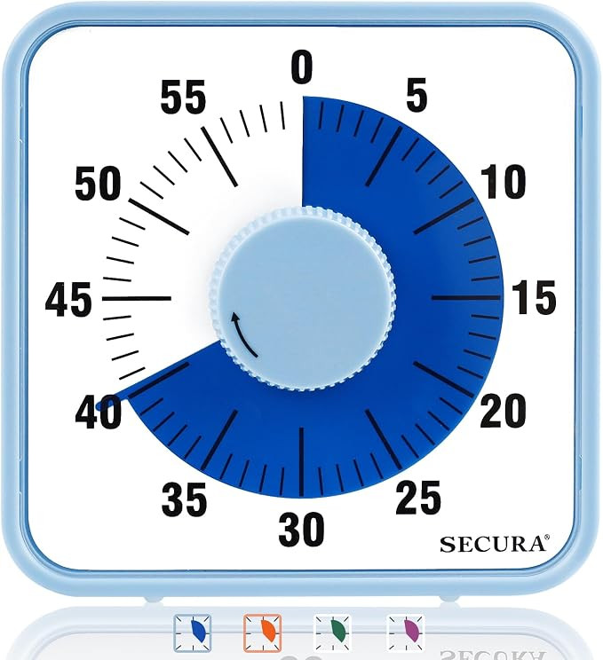 Secura 7.5 Inch Visual Timer, 60 Minute Visual Oversize Countdown Timer for Kids and Adults, Dura... | Amazon (US)