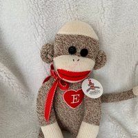 Personalized Sock Monkey Doll , Available in Brown, Red, Green, Yellow | Etsy (US)