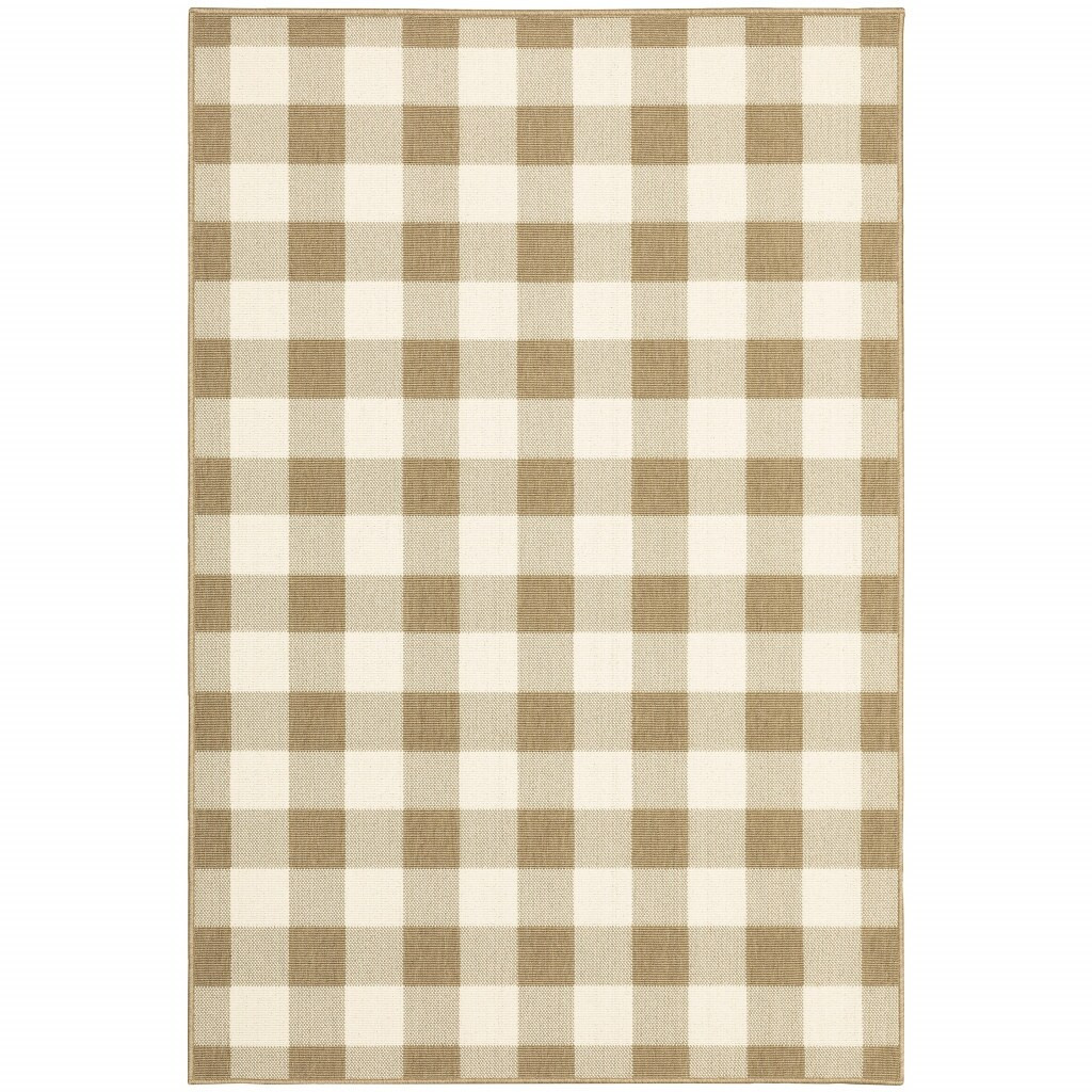 3' X 5' Tan Geometric Stain Resistant Indoor Outdoor Area Rug - 6' x 7' | Bed Bath & Beyond