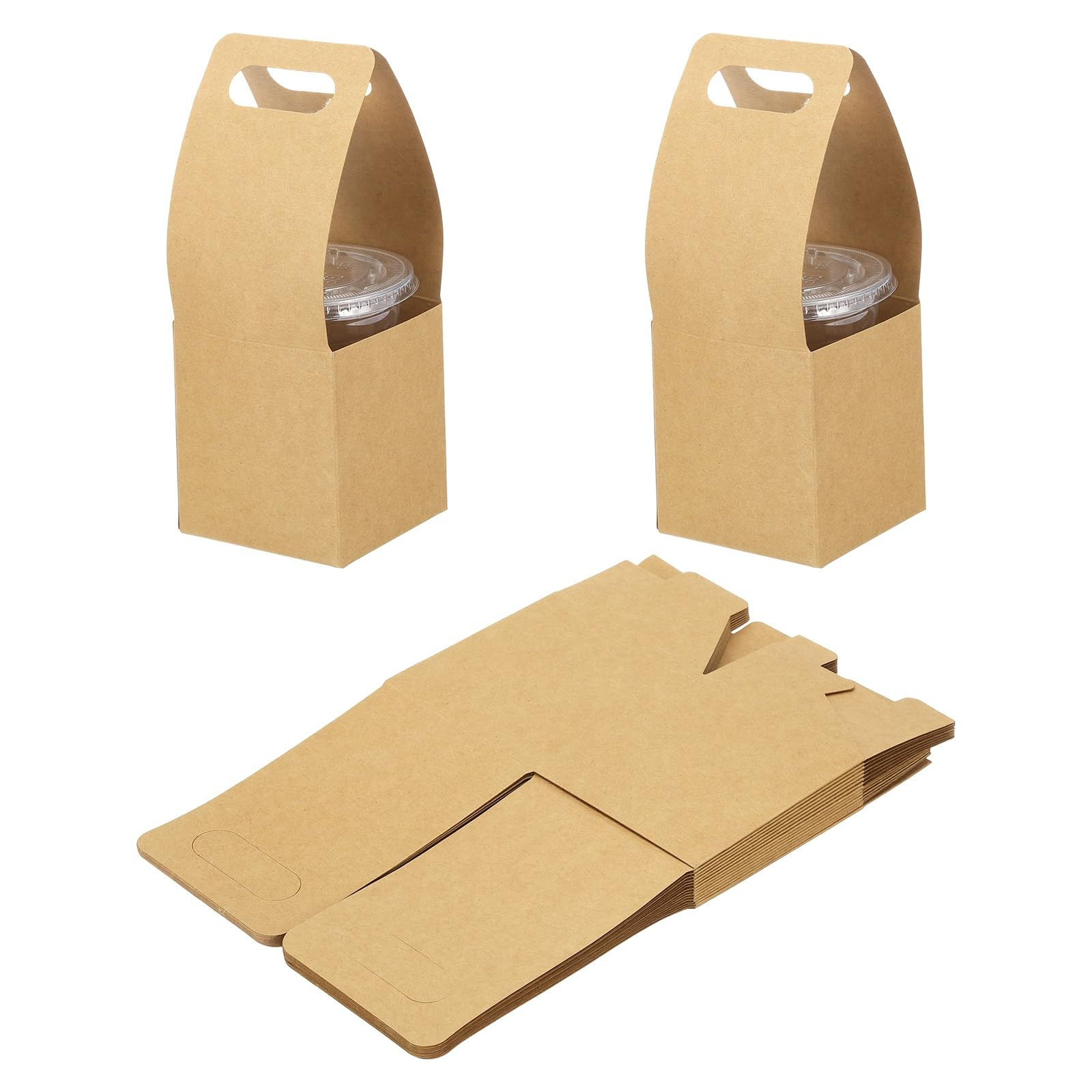 PATIKIL Drink Carrier with Handle, 15 Pcs Kraft Paperboard 1 Cup Holder for Hot or Cold Drinks Fl... | Amazon (UK)