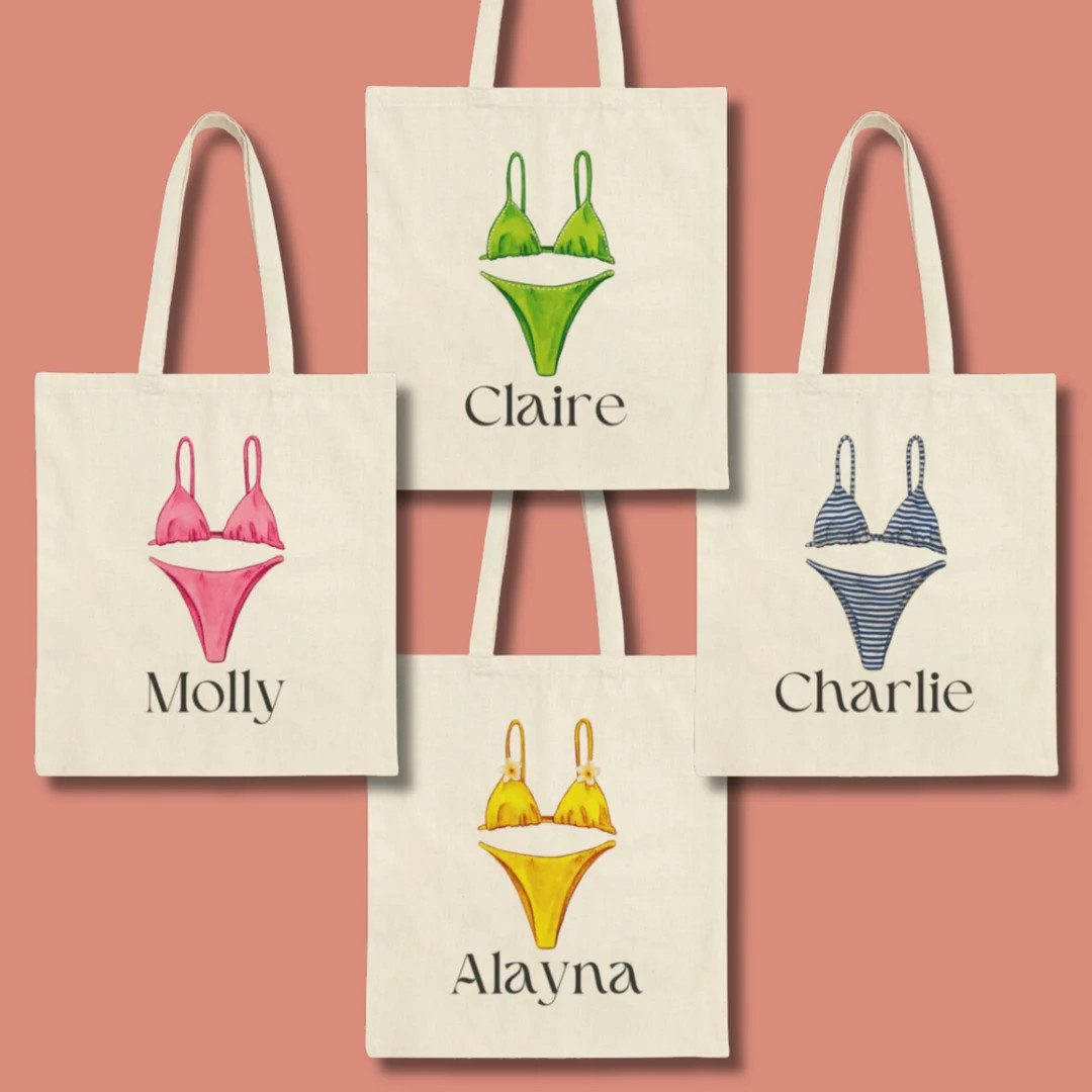 Custom Bikinis and Martinis Bachelorette Party Tote Bag - Etsy | Etsy (US)