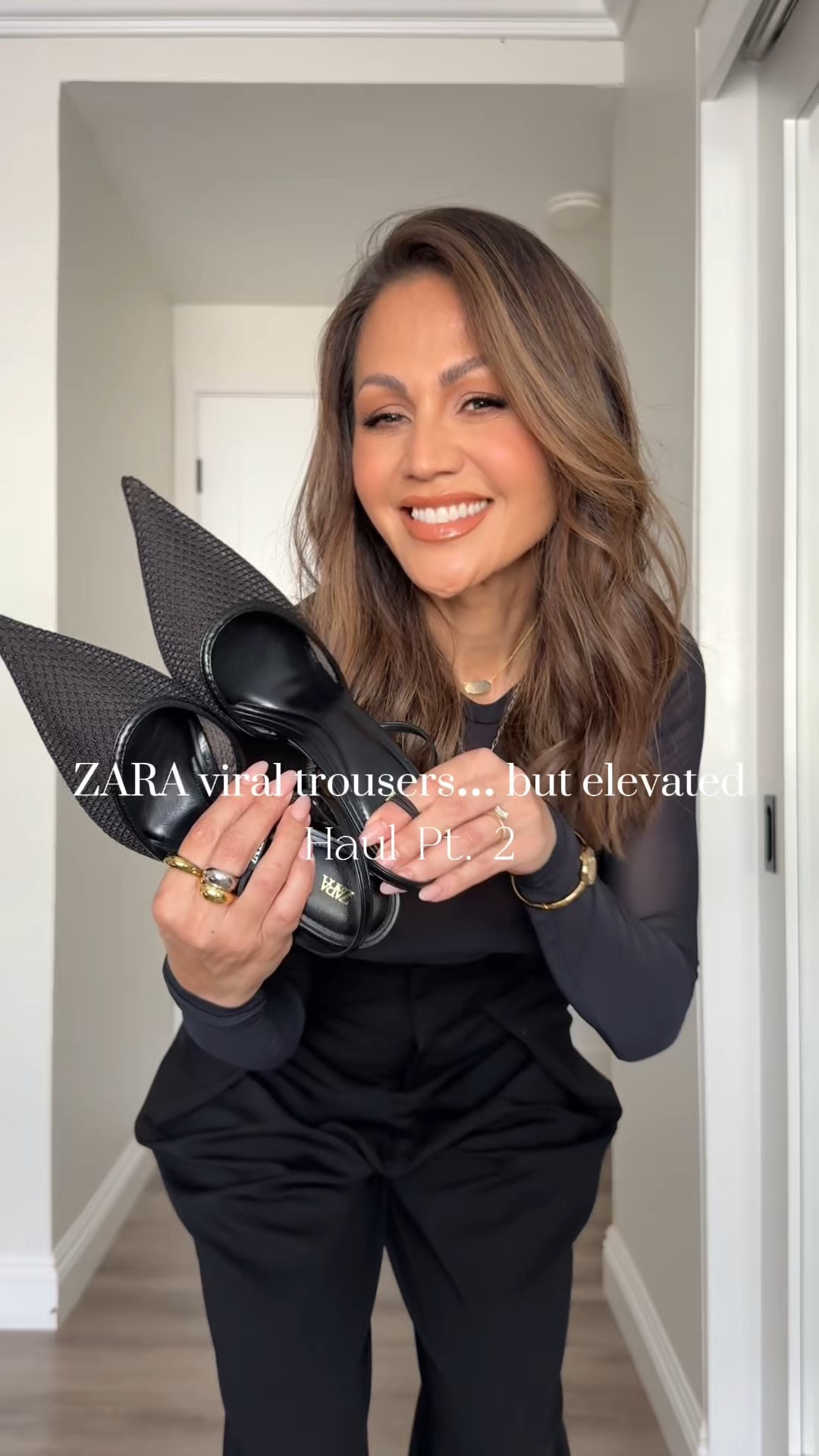 Zara viral trousers …. But elevated haul series pt 2
Sizing info 
Look 1
Pleated balloon trousers : XS
MESH TOP: small 
Vest : small 
Look 2
Fold over trousers : XS
ASYMMETRICAL button down : XS
LOOK 3
Wide leg pants : small 
Basic long sleeve :  small 
Look 4
Satin blouse : XS
Pleated WIDE LEG pants : XS
IM 5’4”/130


#LTKOver40 #LTKootd #LTKU