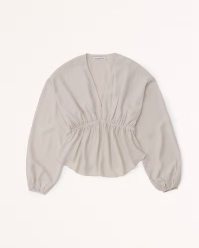 Faux Silk Puff Sleeve Top | Abercrombie & Fitch (US)