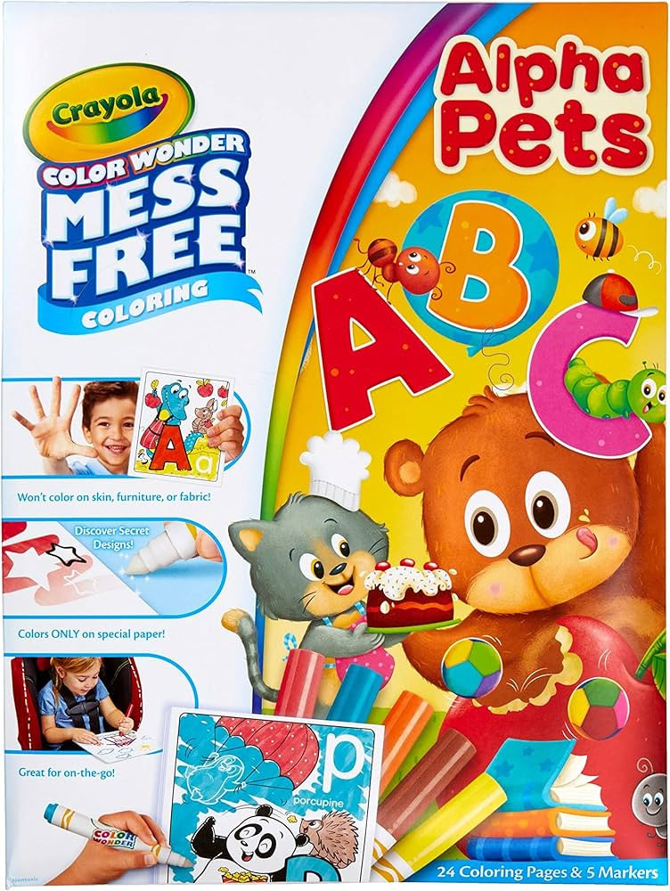 Crayola Color Wonder Alpha Pets, Mess Free Coloring for Toddlers, Alphabet Coloring Pages, Toddle... | Amazon (US)