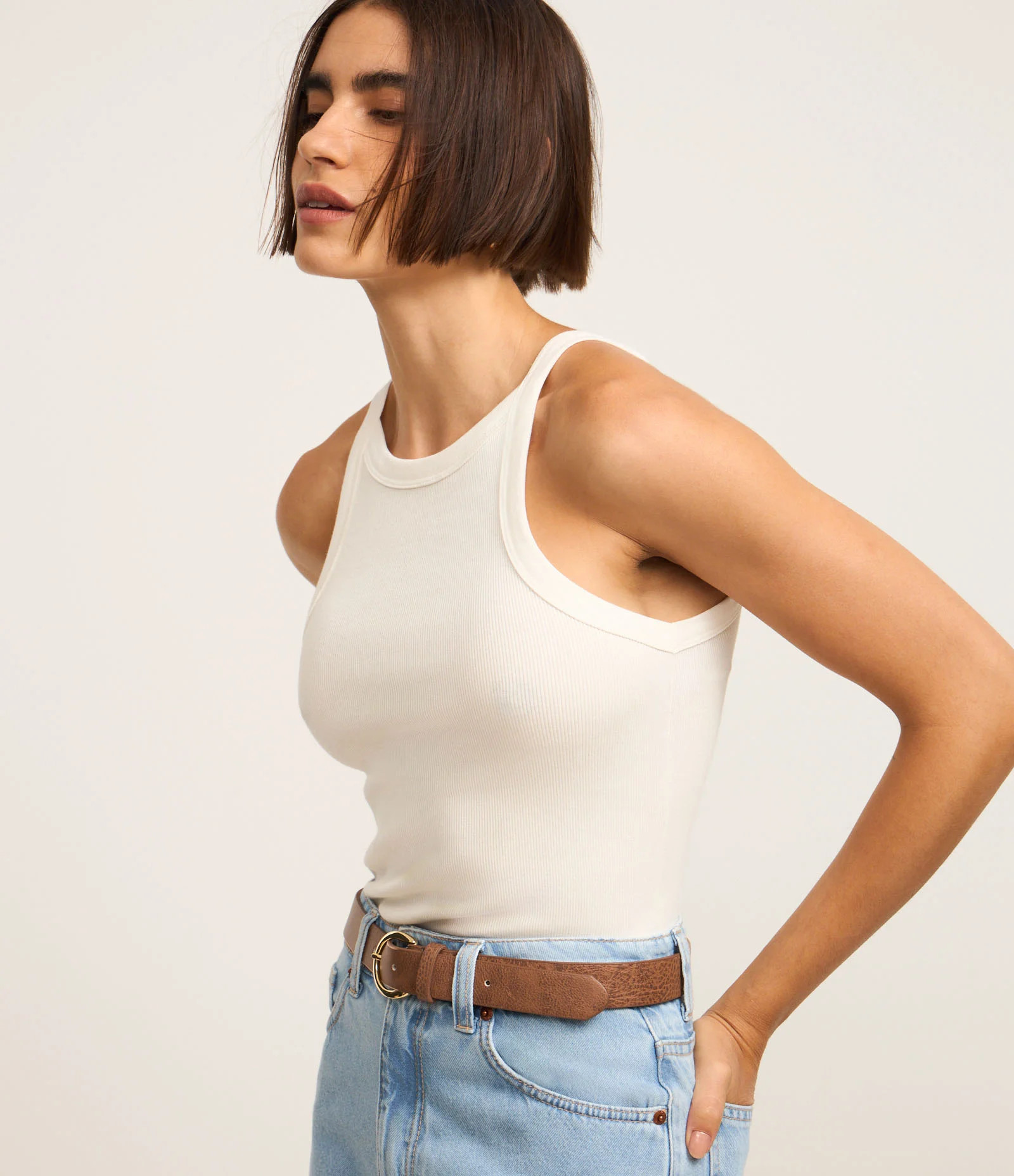 Blusa Canelada em Ribana com Gola Redonda Branco - Lojas Renner | Renner (BR)