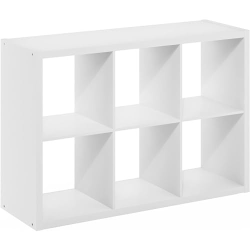 Furinno Cubicle Open Back Decorative Cube Storage Organizer, 6-Cube, White | Amazon (US)