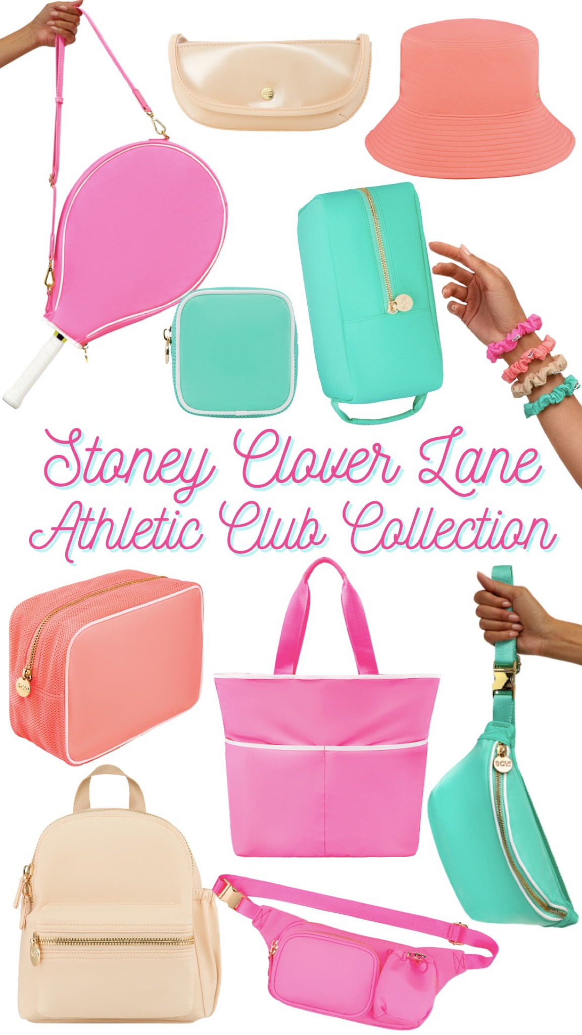 Stoney Clover Lane Athletic Club Collection in Tropical Colors 🌴🎾 tennis racket cover, sports bag, packing cubes, travel bag, travel pouch, fanny pack, belt bag, bucket hat