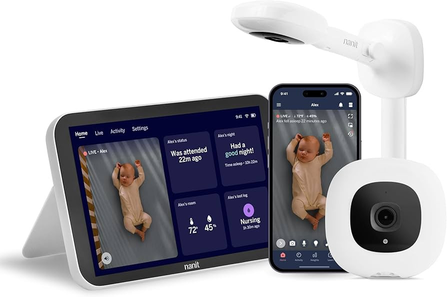 Nanit Smart Baby Monitor System with Wall Mount & 8" Display Screen - Crystal-Clear Video, Real-T... | Amazon (US)