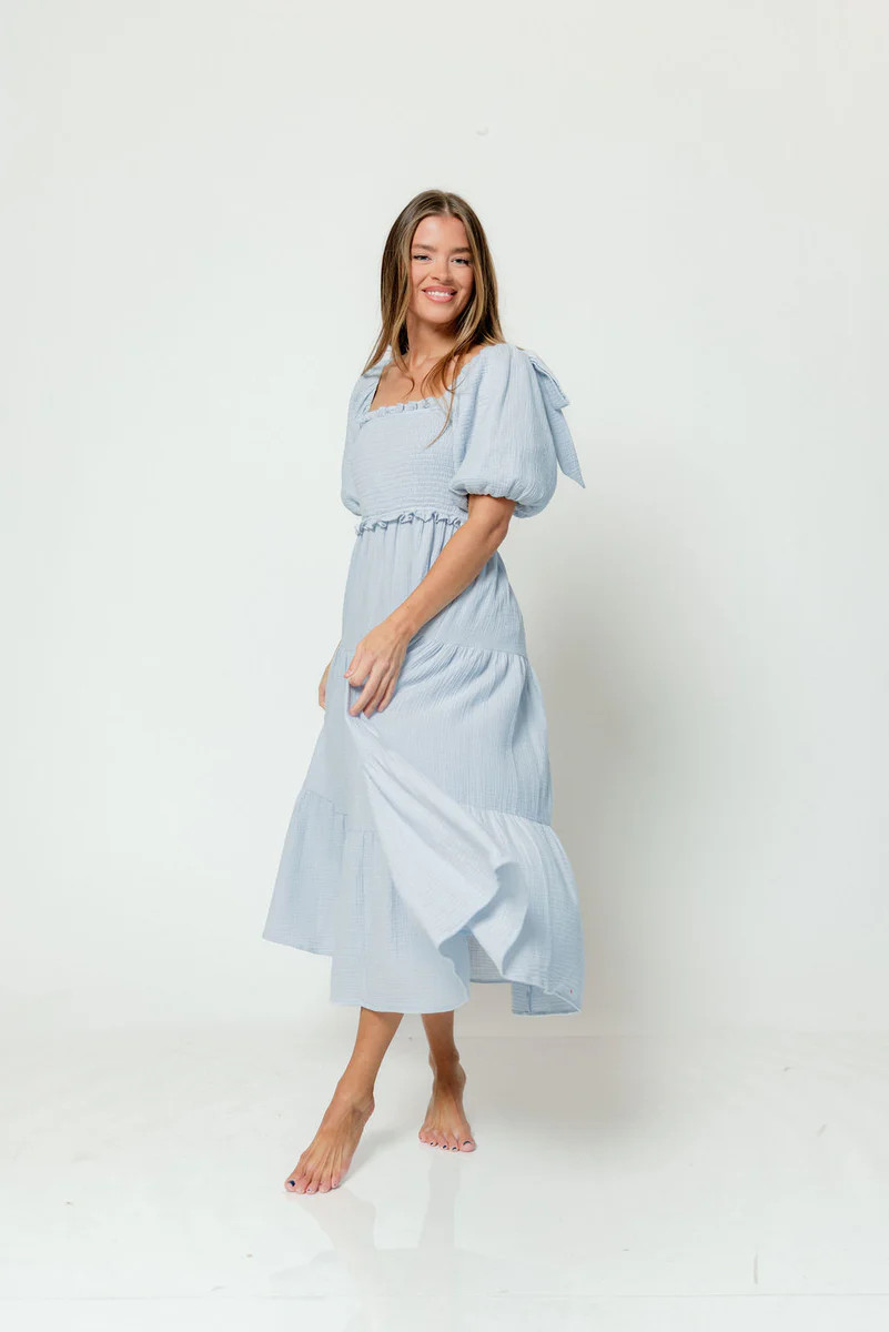 Elena 100% Cotton Midi Dress in Light Blue *12/27 PRE-ORDER* | Worth Collective