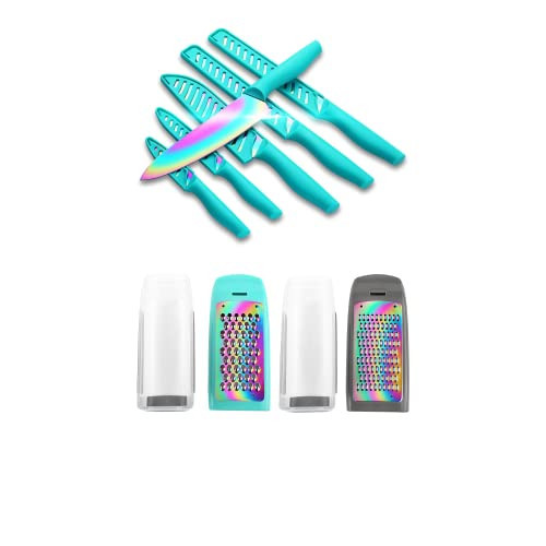 KYA37 Rainbow Titanium 12-Piece Stainless Steel Kitchen Knives Set with Sheath + Marco Almond MA63 Graters for Kitchen | Amazon (US)