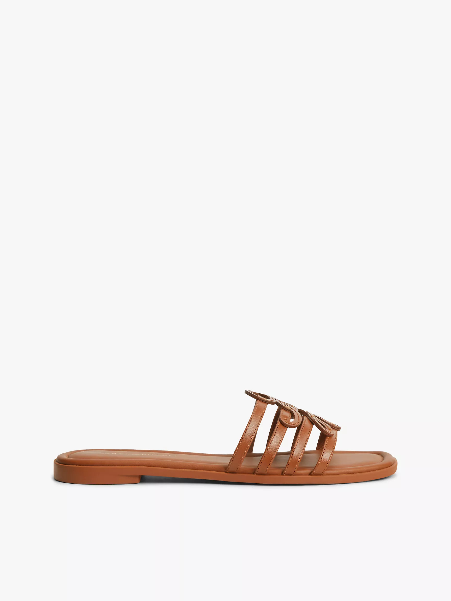 Script Monogram Leather Slide Sandal | Tommy Hilfiger | Tommy Hilfiger (US)