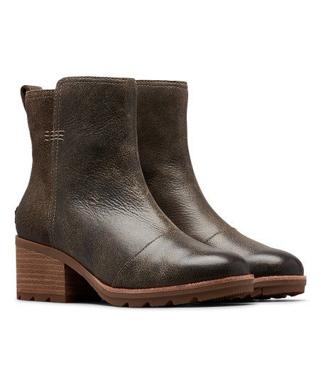 Brown Cate Leather Bootie - Women | Zulily