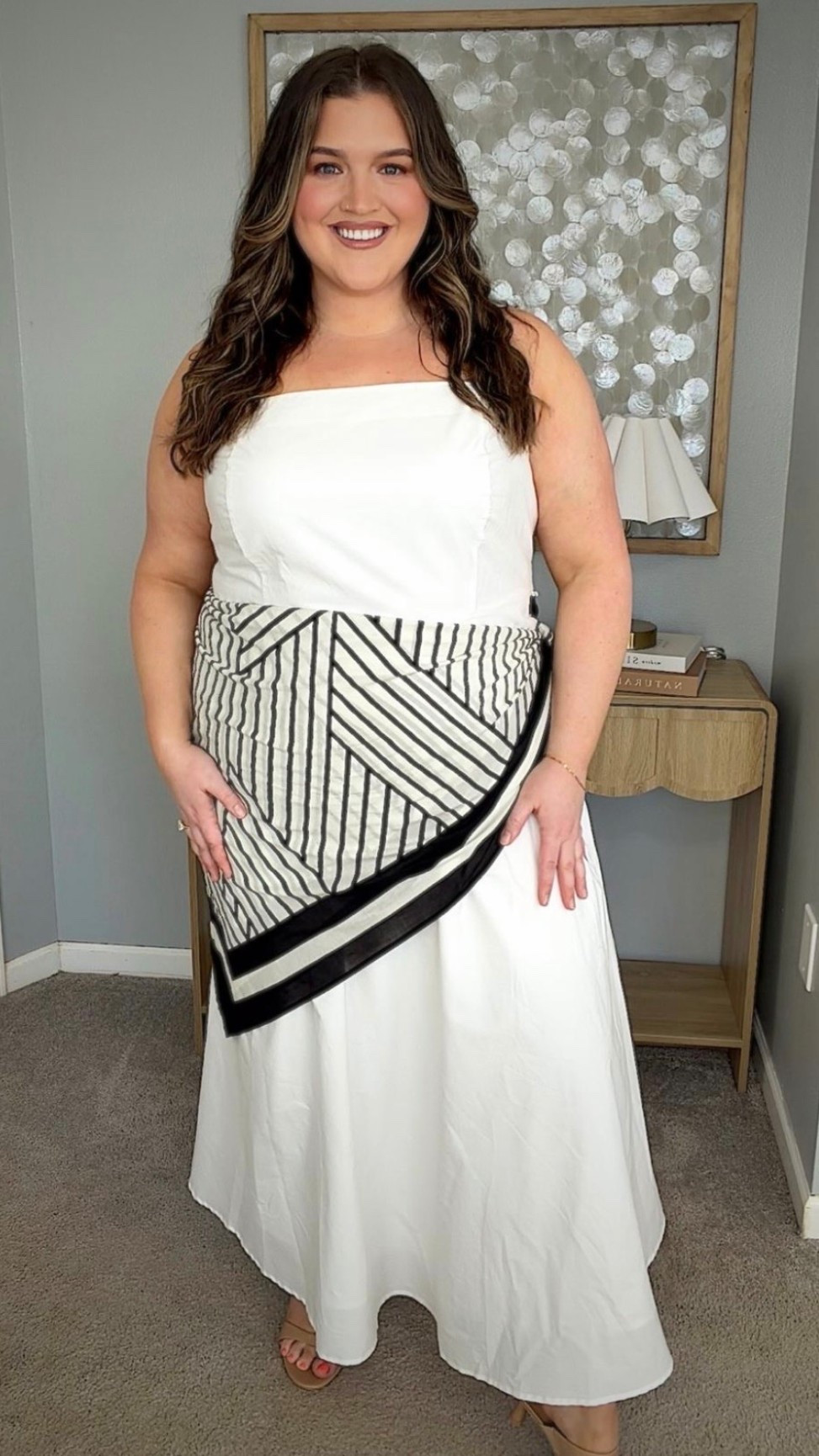 I love a trend that is 100% size inclusive, and THIS IS IT! the scarf as a belt is one of the cutest looks, and it’s so good for my fellow baddies with bellies! I love how much this elevates this more simple dress, but also how it can work with jeans as well. 
Scarves as belts, summer outfit inspo, early fall outfit

#LTKPlusSize #LTKSeasonal