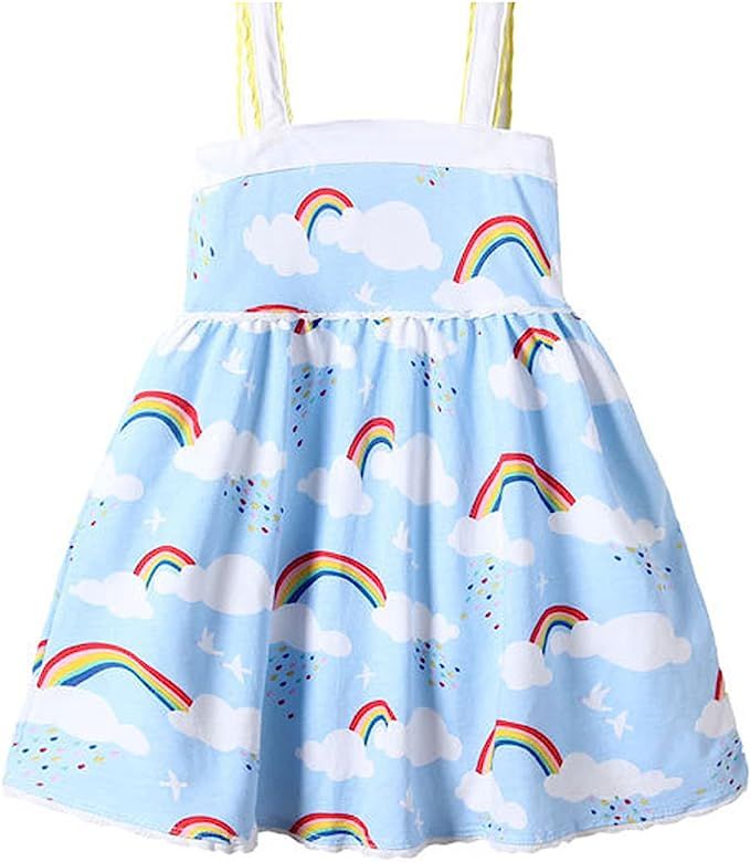 Frogwill Toddler Girls Fifties Summer Dress Blue Rainbow 2-7Y | Amazon (US)