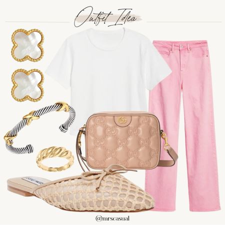 Loving pink jeans this spring 🩷 fun spring outfit idea! Casual style 

#LTKshoecrush #LTKfindsunder100 #LTKfindsunder50