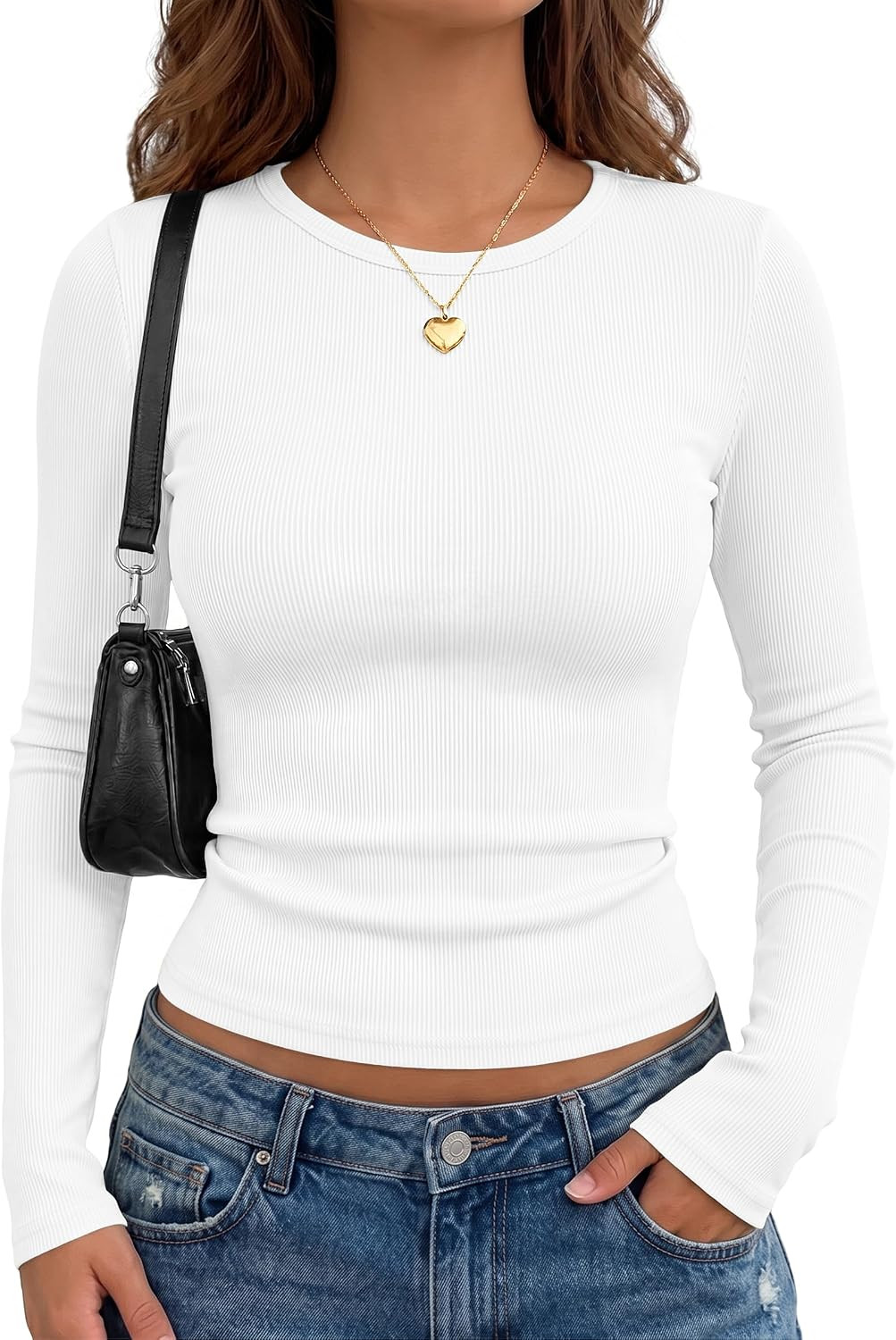 AUTOMET Women's Ribbed Long Sleeve Shirts Basic Top For Fall Work & Casual | Amazon (US)
