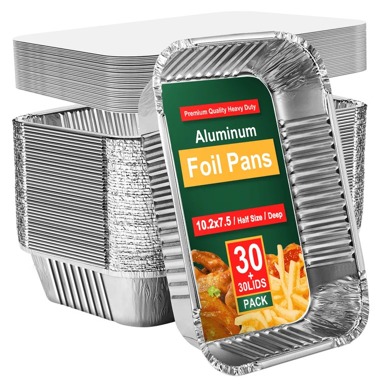 Aluminum Pans Disposable Foil (30 Pack) - Foil Pans with Lids Steam Table Deep Pans - Disposable ... | Walmart (US)