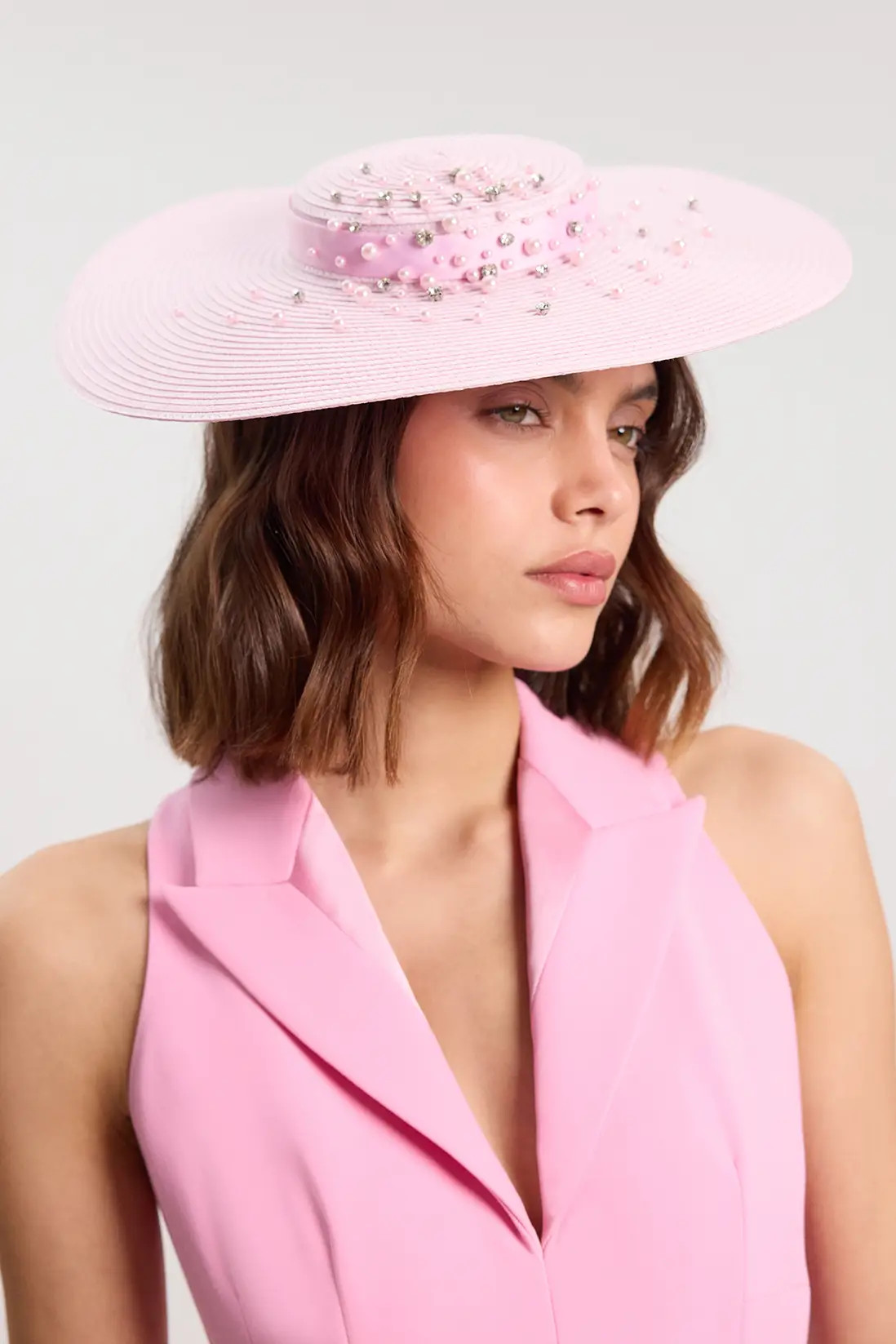Scattered Pearl Detail Boater Style Fascinator | Karen Millen