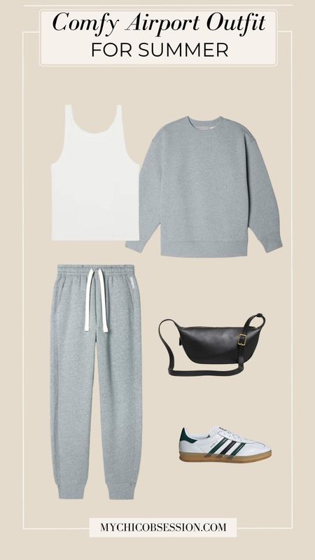If you need a travel outfit for a long trip, start with this super comfortable pair of jogger sweatpants; perfect for ensuring you stay cozy throughout your entire travel journey. Pair it with a cropped tank, and a crewneck sweatshirt if you get cold. A crossbody will hold your passport and other necessities, and comfortable sneakers complete the look. 

#LTKstyletip #LTKSeasonal #LTKtravel