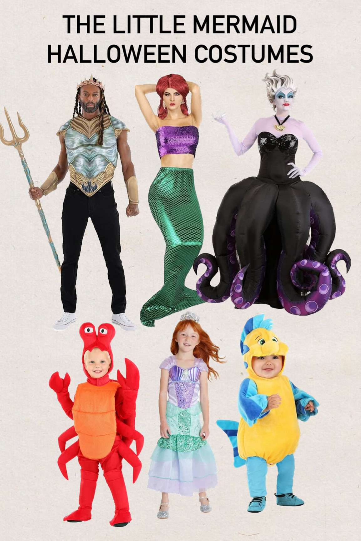 The little mermaid costume
Halloween costumes
Family costume
Ursula costume
Flounder costume
Ariel costume
Sebastian costume
Triton costume

#LTKfamily #LTKHalloween #LTKkids