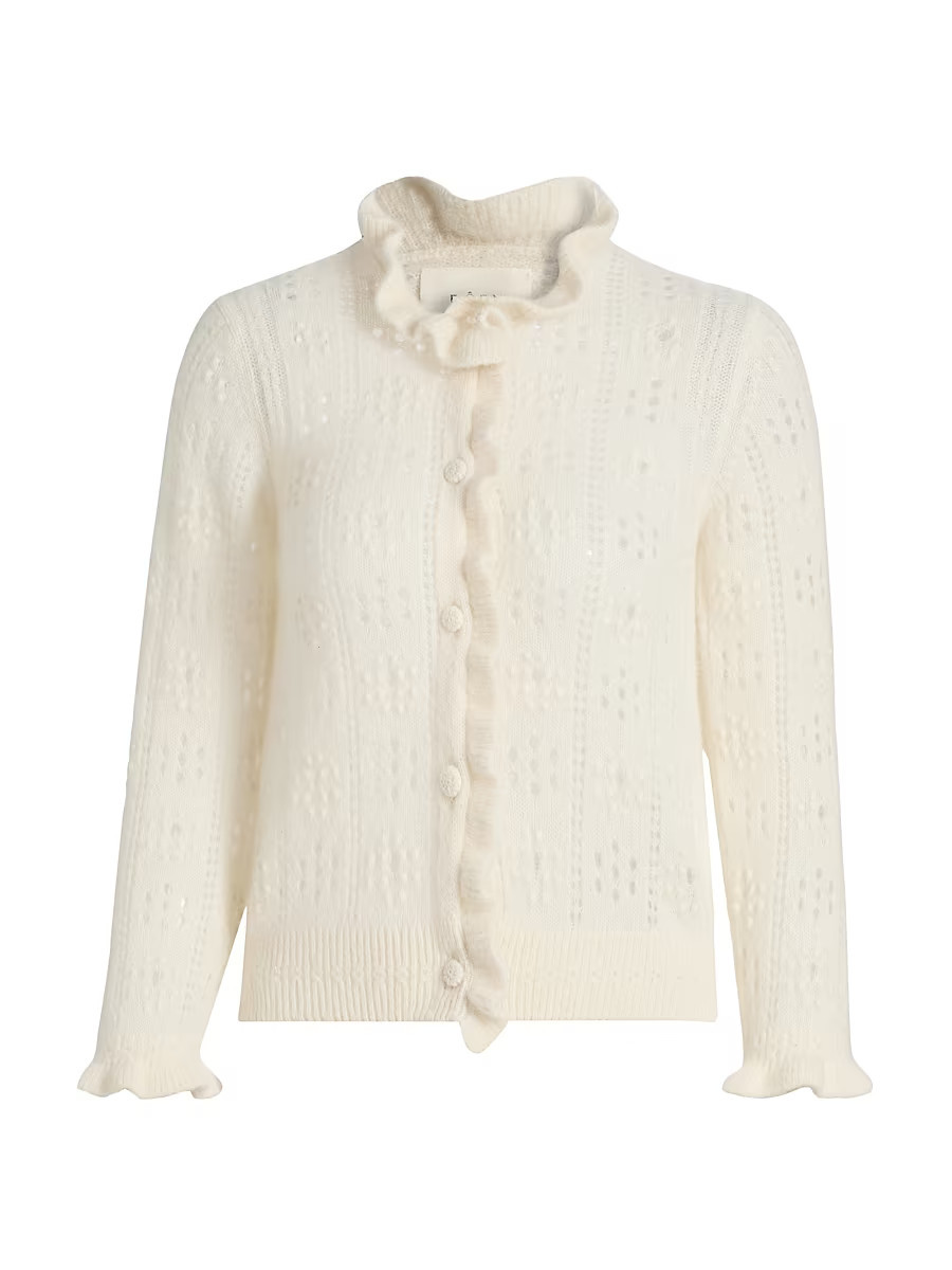 Women's Claudie Ruffle Cardigan - Ivory - Size XXS | Saks Fifth Avenue
