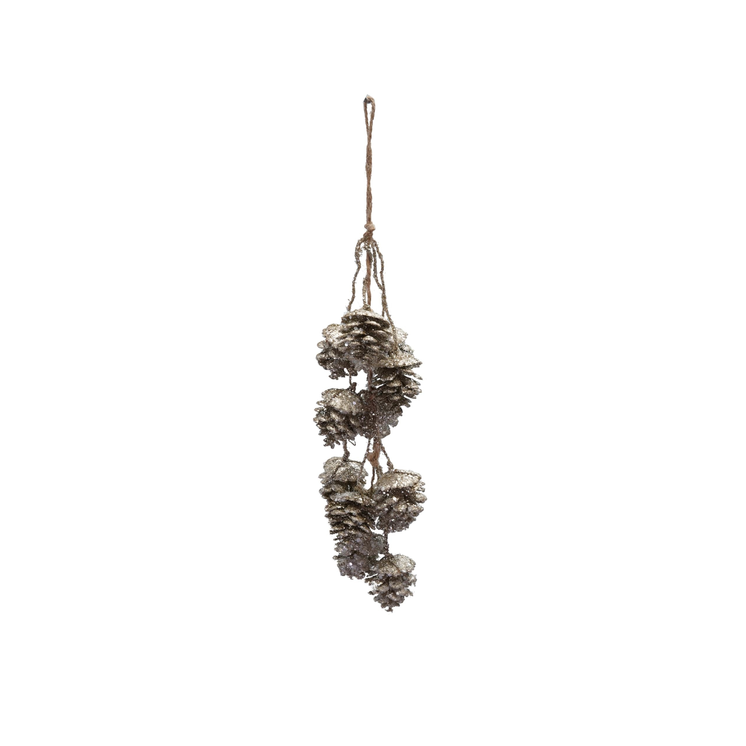 Creative Co-Op Hanging Plastic Pinecone Bunch with Glitter, Champagne Finish | Amazon (US)