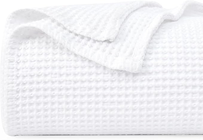 PHF 100% Cotton Waffle Weave Blanket Queen Size 90"x90"-Lightweight Washed Soft Breathable Blanke... | Amazon (US)