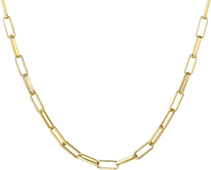 Boutiquelovin 14K Gold Plated Dainty Paperclip Link Chain Necklace for Women Girls | Amazon (CA)