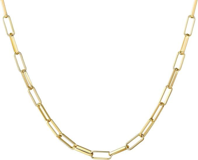 Boutiquelovin 14K Gold Plated Dainty Paperclip Link Chain Necklace for Women Girls | Amazon (CA)