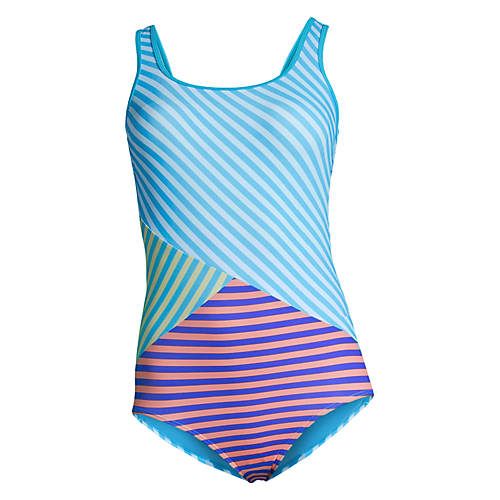 Women's Chlorine Resistant Scoop Neck Soft Cup Tugless Sporty One Piece Swimsuit Print | Lands' End (US)