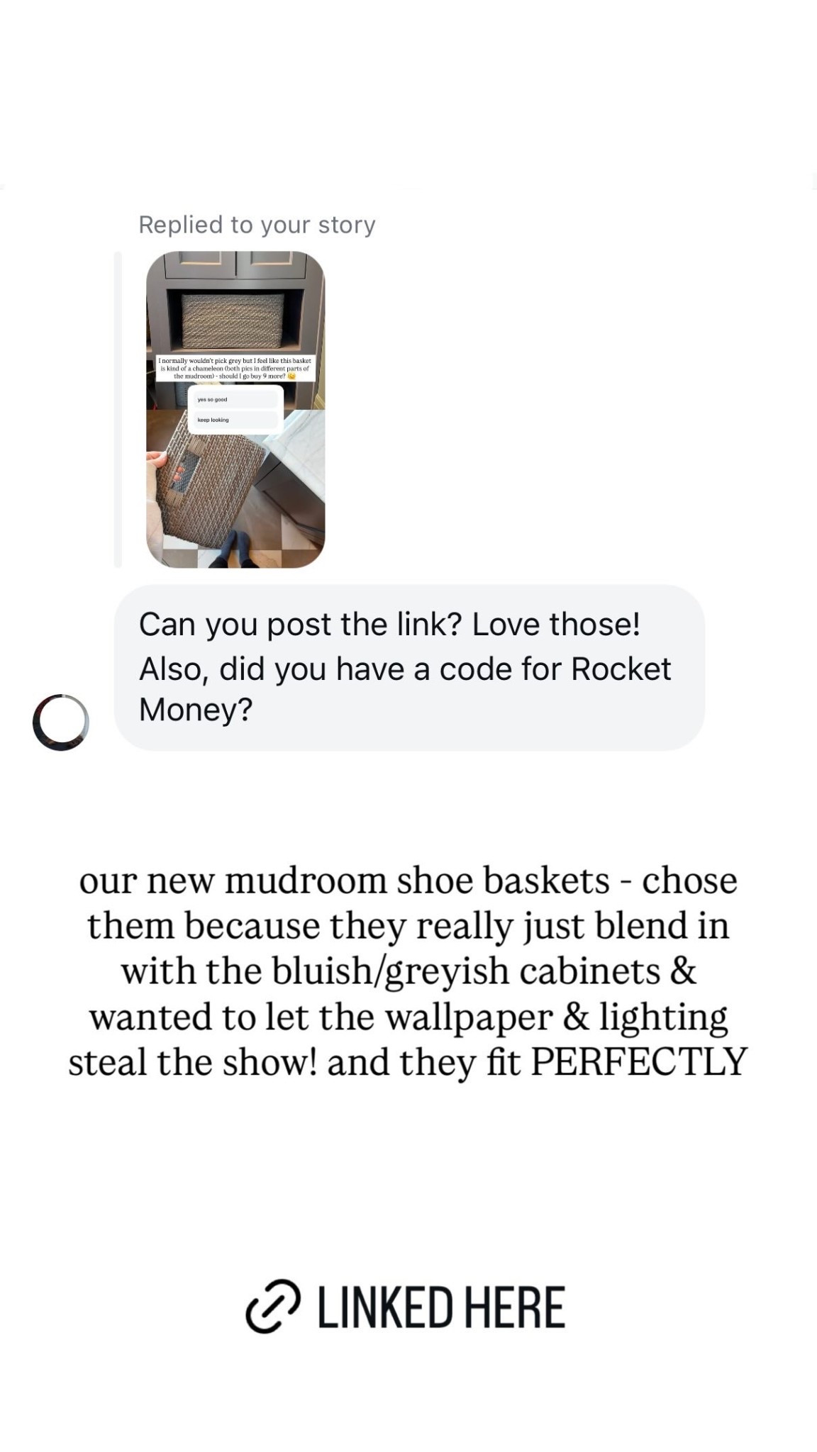 our new mudroom shoe baskets - chose them because they really just blend in with the bluish/greyish cabinets & wanted to let the wallpaper & lighting steal the show! and they fit PERFECTLY

#LTKHome