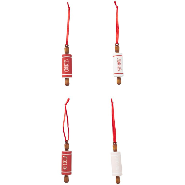 Mini Red and White Rolling Pin Christmas Ornaments, 4 Count, by Holiday Time - Walmart.com | Walmart (US)