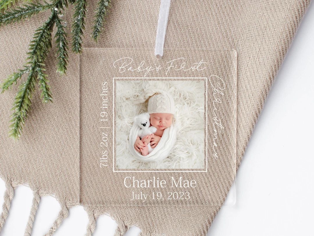 Personalized Baby's First Christmas Photo Ornament 2023 - Etsy | Etsy (US)
