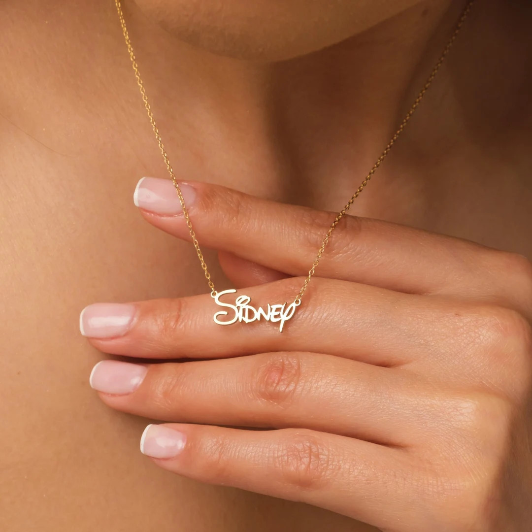 Personalized Disney Font Necklace, Disney Font Name Necklace,customized Nameplate Plated,children... | Etsy (US)