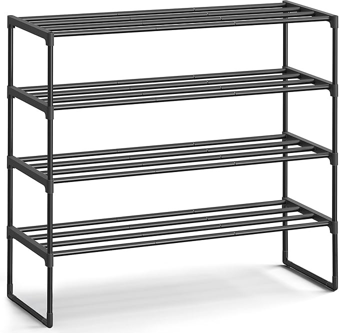 SONGMICS Shoe Rack, 4-Tier Shoe Organizer, Metal Storage Shelf, Upright or Upside Down, for 20-25... | Amazon (US)