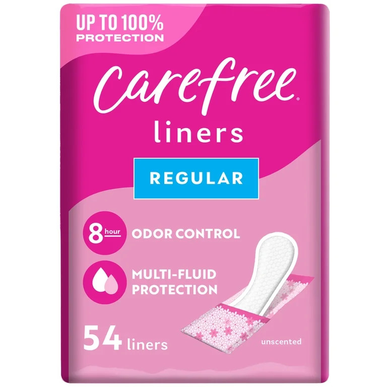 Carefree Panty Liners, Regular, Unscented (54 Count) | Walmart (US)