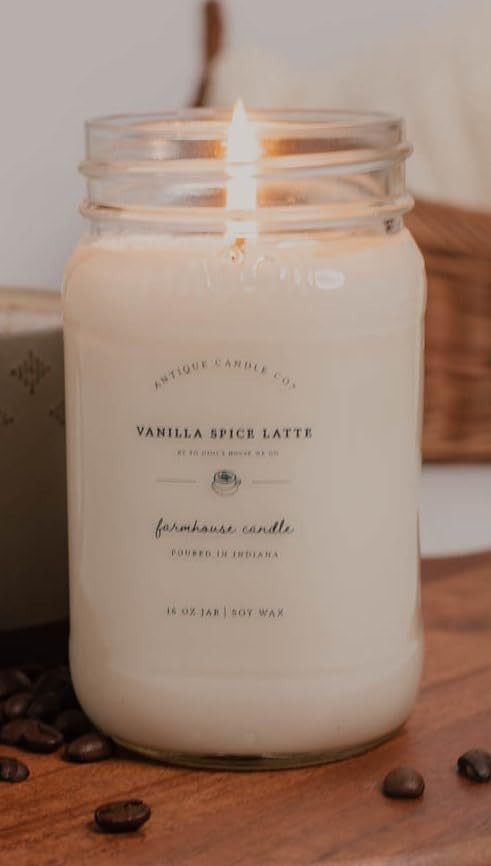 Antique Candle Co.® 16 Ounce Soy Wax Candle, 80 Hour Burn Time, Cotton Wick, Mason Jar Candle (V... | Amazon (US)