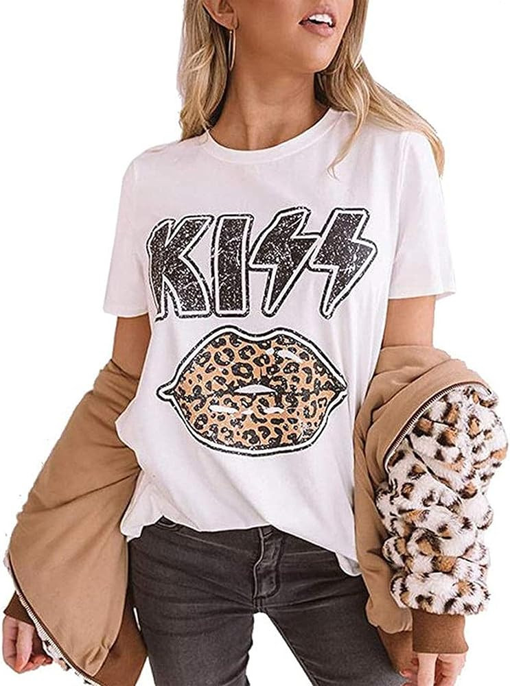 DiankeAnt Women's Fitted Vintage Rock Band Country Music Short Sleeve T-Shirts | Amazon (US)